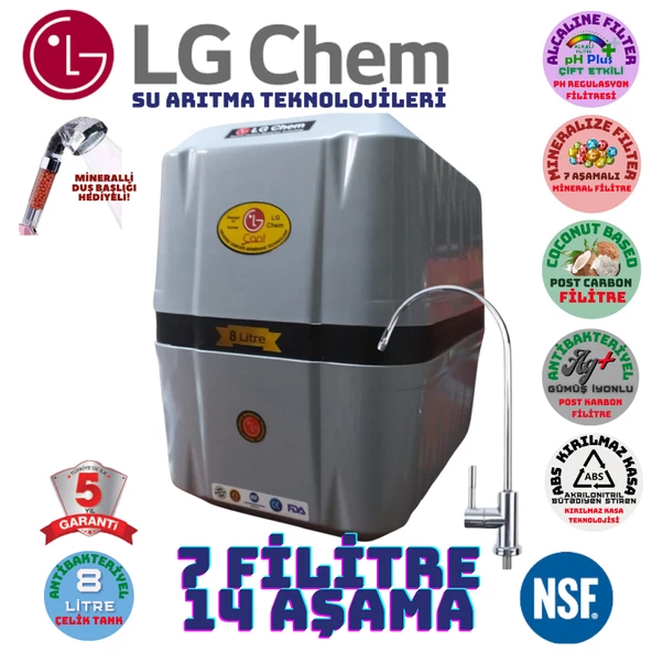 LG Chem COOL GRİ SİYAH 8 LİTRE 7 FİLTRE 14 AŞAMA SU ARITMA CİHAZI ürün görseli 1