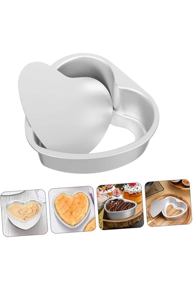 Kek Kalıbı Kalpli Bisküvi Kalp Şeklinde Alüminyum 1 Adet ağız çapı 20 cm yükseklik 5,5 cm ürün görseli 1