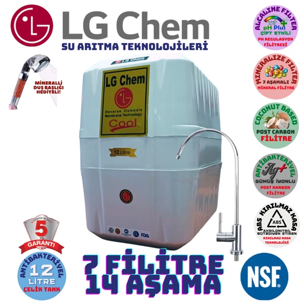 LG Chem COOL BEYAZ 12 LİTRE 7 FİLTRE 14 AŞAMA SU ARITMA CİHAZI ürün görseli 1