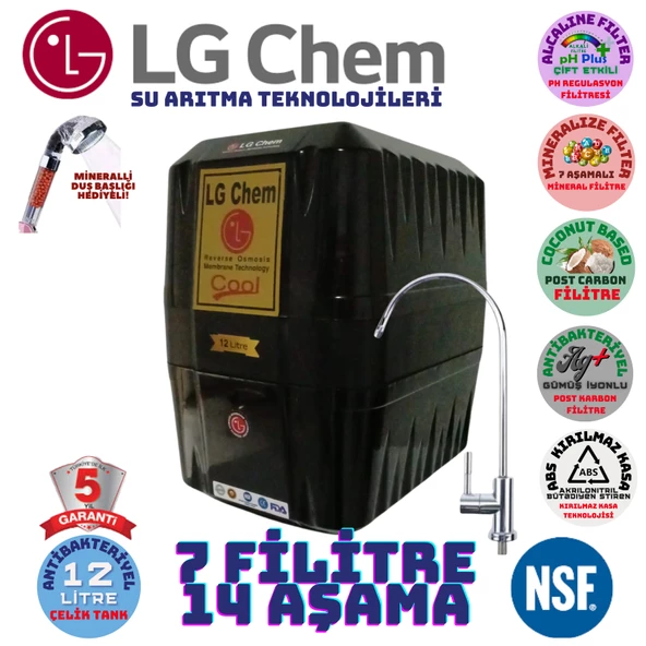 LG Chem COOL SİYAH 12 LİTRE 7 FİLTRE 14 AŞAMA SU ARITMA CİHAZI ürün görseli 1