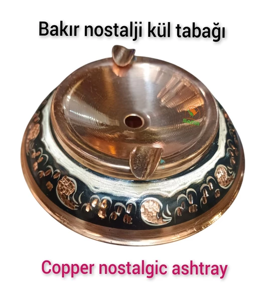 Nostaljik bakır kül tablası Bakır Nostalji Küllük 2 adet hicivli Nostalji Bakır Küllük ürün görseli 1