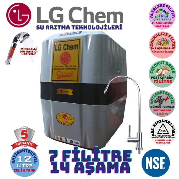 LG Chem COOL GRİ SİYAH 12 LİTRE 7 FİLTRE 14 AŞAMA SU ARITMA CİHAZI ürün görseli 1