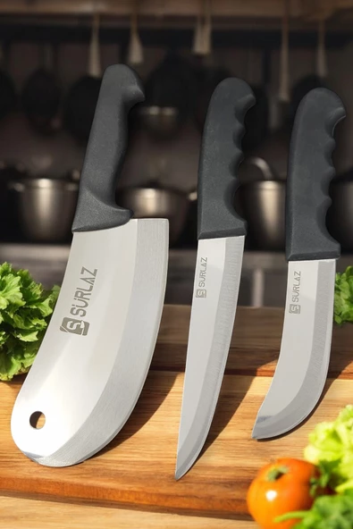 SürLaz 3 Parça Mutfak Bıçak Seti Soğan Salata Zırh ürün görseli 1
