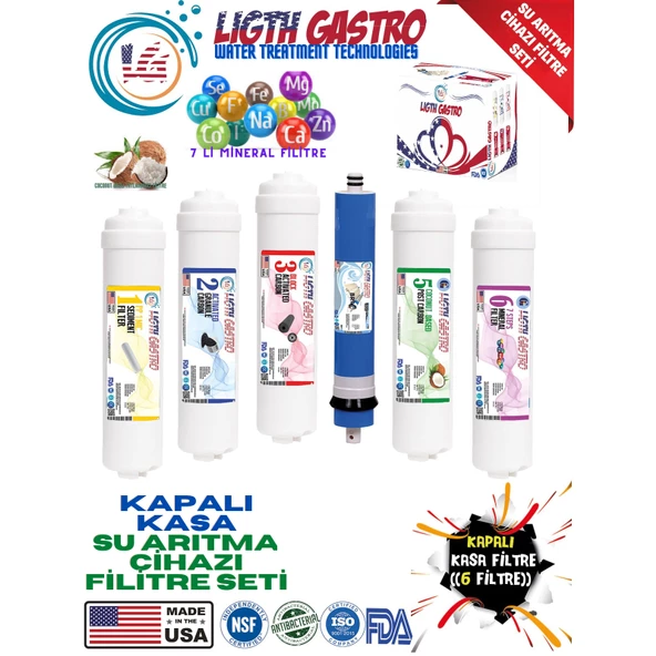 LİGHT GASTRO 6 FİLTRE 12 AŞAMA KAPALI KASA SU ARITMA CİHAZI FİLTRE SETİ ürün görseli 1
