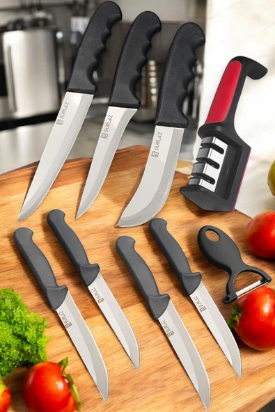SürLaz 9 Parça Çeyizlik Bıçak Seti Mutfak Bıçak Seti Bileyleme Soyma ürün görseli 1