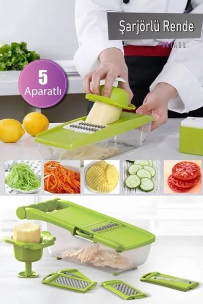 Çok Amaçlı 5 Aparatlı Şarjörlü Rende - Resim 2