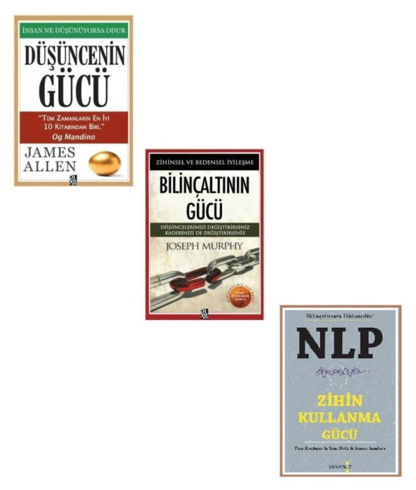 Düşüncenin Gücü+Bilinçaltının Gücü+NLP Zihin Kullanma Gücü 3 Kitap ürün görseli 1