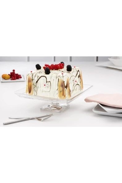 950007 Ayaklı Kare Servis Tabağı 24 Cm - Resim 4