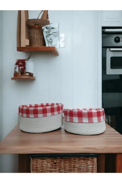 2 Li Astarlı Sepet Organizer Beyaz Renk ürün görseli 1