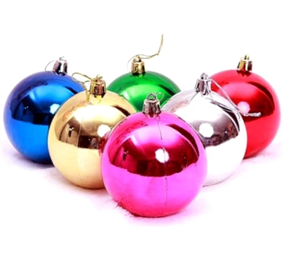 Party Marty Yılbaşı Süsü Top Süs 6Cm 6Lı Karışık Renkli ürün görseli 1
