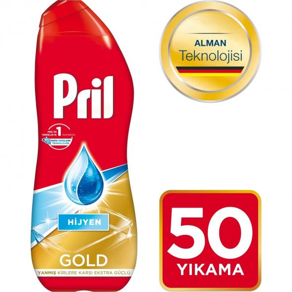 Pril Bulaşık Makinası Deterjanı Gold Jel Hijyen 50 Yıkama 900Ml ürün görseli 1