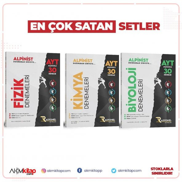 Rasyonel Yayınları AYT Fizik Kimya ve Biyoloji Deneme Seti 3 Kitap ürün görseli 1