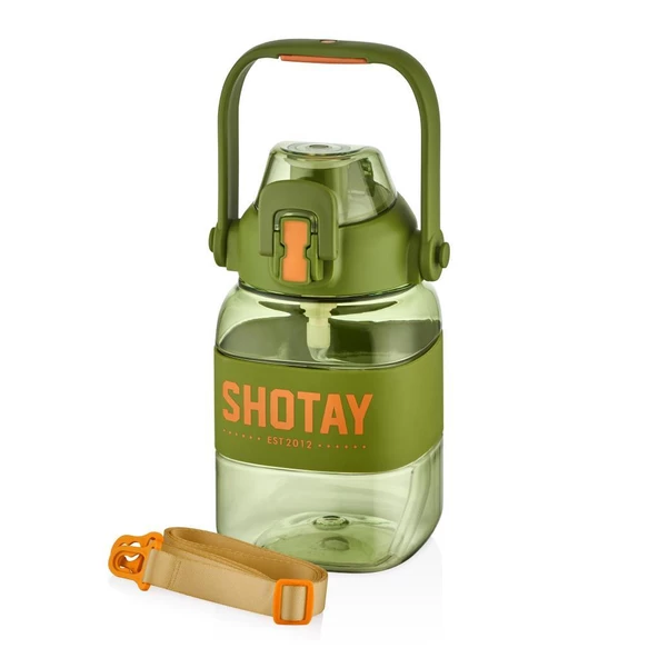 Shotay Ribbon Grib Su Matarası Tritan Yeşil 1000Ml ürün görseli 1