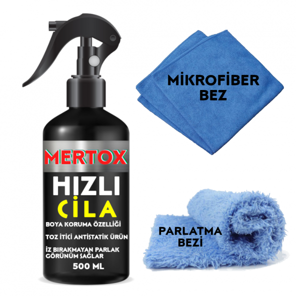 MERTOX ARAÇ ARABA OTOMOBİL OTO HIZLI CİLA SPREY 500ML KAPORTA BAKIM PARLATMA CİLASI ürün görseli 1