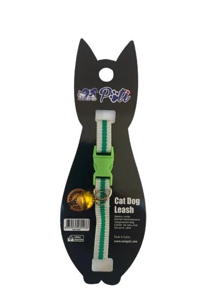 Pati Yavru Köpek ve Kedi Boyun Tasması (Ayarlanabilir) Beyaz-Yeşil ürün görseli 1