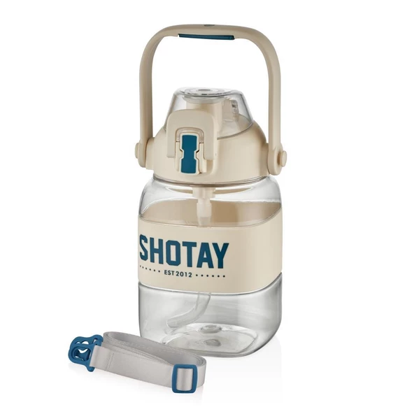 Shotay Ribbon Grib Su Matarası Tritan Beyaz 1000Ml ürün görseli 1