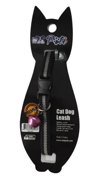 Pati Yavru Köpek ve Kedi Boyun Tasması (Ayarlanabilir) Siyah-Gri ürün görseli 1
