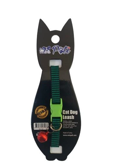 Pati Yavru Köpek ve Kedi Boyun Tasması (Ayarlanabilir) Siyah-Yeşil Çizgili ürün görseli 1