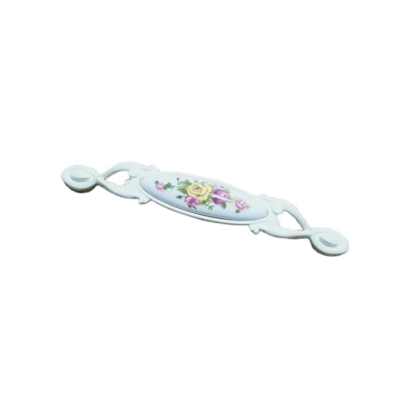 Miray 128 mm Metal Krem Kasa Beyaz SARI GÜL Desenli  / 5 ADET ürün görseli 1