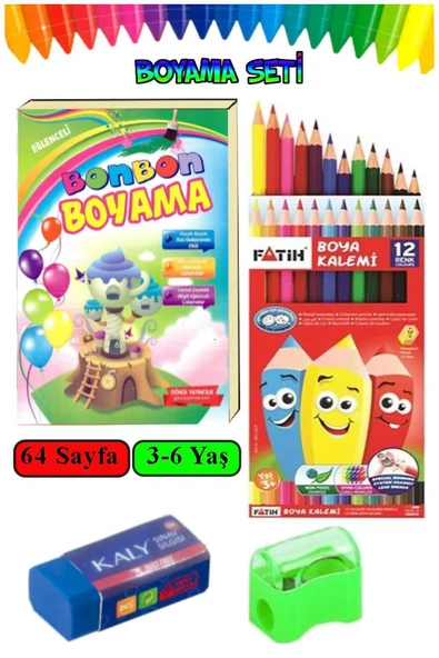 Boyama Kitabı Kalın 1 Adet 3-6 Yaşa Uygun Boyama Kitabı 64 Sayfa Çek Kopar Boya Kuruboya Silgi Kalemtıraş Okul Öncesi ürün görseli 1