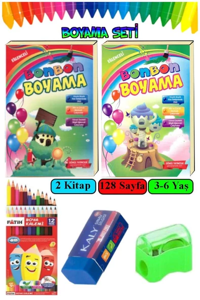 Boyama Kitabı Kalın 1 Paket 3-6 Yaşa Uygun Boyama Kitabı 128 Sayfa Çek Kopar Boya Kuruboya Silgi Kalemtıraş Okul Öncesi ürün görseli 1
