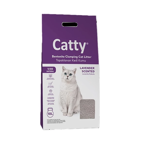 Catty Lavanta Kokulu Bentonit Kedi Kumu 10 Lt - Mükemmel Topaklaşma ve Koku Kontrolü ürün görseli 1