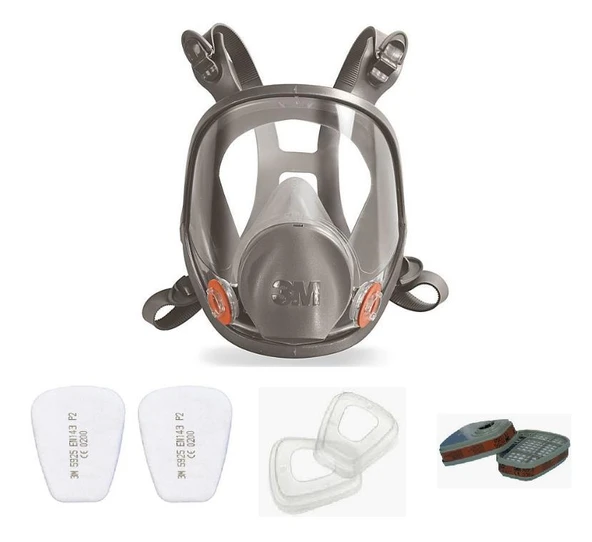 3M 6800 Tam Yüz Maskesi Ortaboy + 3M 5925 P2 Toz Pedi + 3M K501 Filtre Tutucu Kapak + 3M 6057 Abe1 Filtre ürün görseli 1