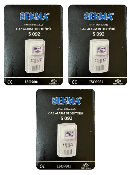 Sekma Doğal Gaz (Metan) Alarm Dedektörü S-092 (3 Adet) ürün görseli 1