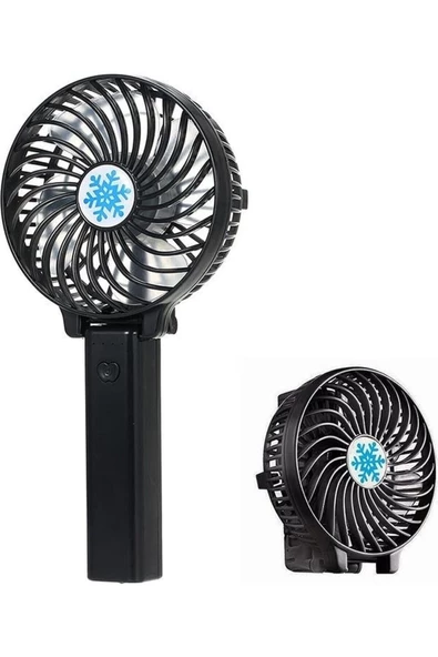 Pazariz Mini Fan Tutmalı Şarjlı 3 Kademeli Işıklı Fan Vantilatör Klima Soğutucu Fan aüstü Vantilatör (Siyah) ürün görseli 1
