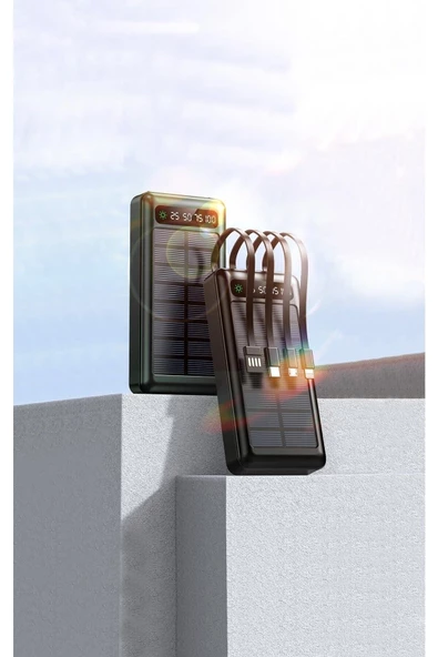 Pazariz 20000 Mah Solar Powerbank Micro Usb Ve Type-c Şarj Girişli Ios - Micro Usb - Type C Çıkışlı ürün görseli 1
