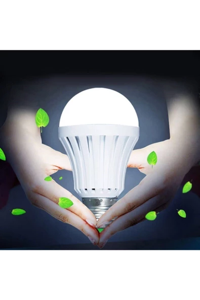 Pazariz Şarjlı Led Ampul 9 Watt Beyaz Işık Acil Durum Aydınlatma ürün görseli 1
