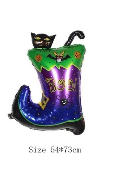 Pazariz Halloween Çizmeli Kara Kedi Folyo Balon ürün görseli 1