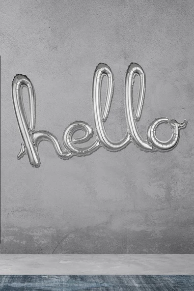 Pazariz Hello Yazılı El Yazısı Şekilli Folyo Balon Gümüş Renk ürün görseli 1