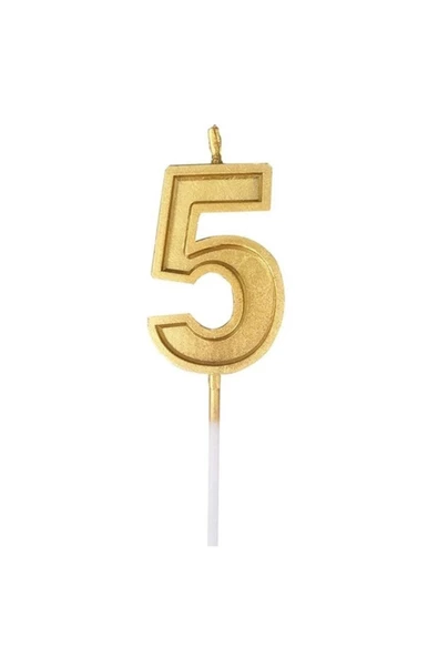 Pazariz 5 Rakam Gold Renk Mum ürün görseli 1