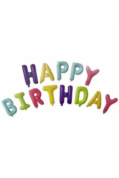 Pazariz Soft Renk Happy Birthday Folyo Balon Seti ürün görseli 1