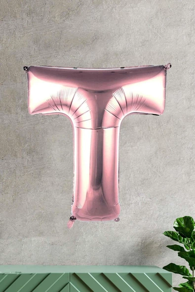 Pazariz T Harfi Rose Gold Folyo Balon 100 Cm 40 Inç 1 Metre Baş Harf Balon ürün görseli 1