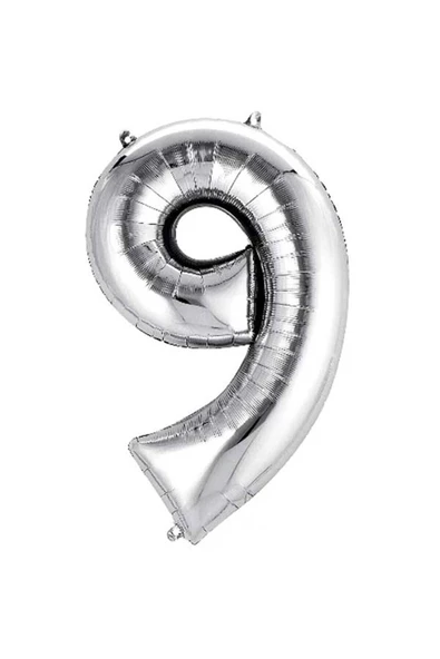 Pazariz 9 Rakam Folyo Gümüş Balon Küçük 35 Cm ürün görseli 1