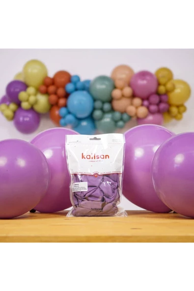 Pazariz 12 Inç Standart Boy Retro Balon Lavanta 100 Adet ürün görseli 1