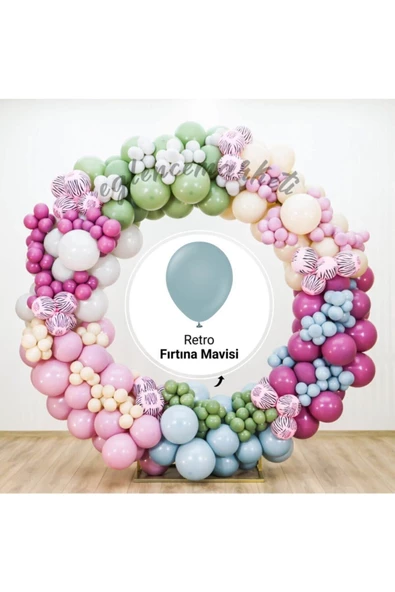 Pazariz 12 Inç Standart Boy Retro Balon 20 Adet Fırtına Mavisi ürün görseli 1
