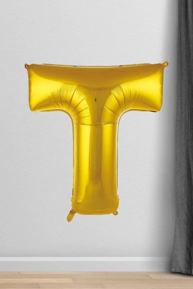 Pazariz T Harfi Folyo Balon Gold 100 Cm 40 Inç 1 Metre Altın ürün görseli 1