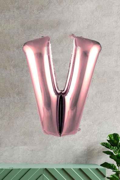 Pazariz V Harfi Rose Gold Folyo Balon 100 Cm 40 Inç 1 Metre Baş Harf Balon ürün görseli 1
