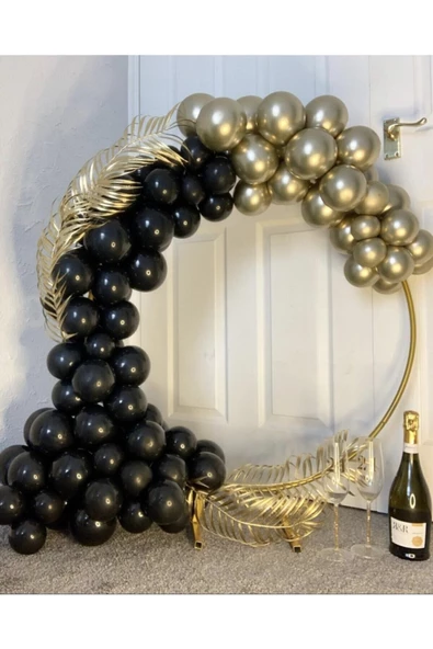 Pazariz Krom Gold Pastel Siyah Balon Zinciri 100 Adet ürün görseli 1