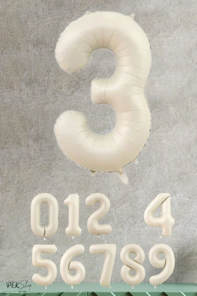 Pazariz 3 Yaş Krem Renk Rakam Folyo Balon ürün görseli 1