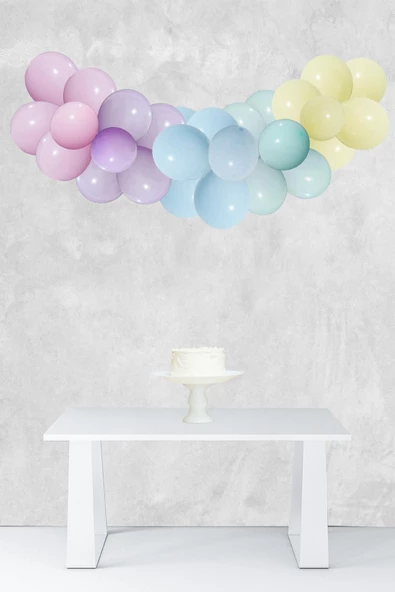 Pazariz Makaron Gökkuşağı Konsept Balon Zinciri Unicorn Temalı Parti Balon Seti 52 Parça ürün görseli 1