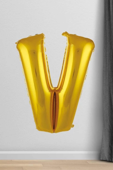 Pazariz V Harfi Folyo Balon Gold 100 Cm 40 Inç 1 Metre Altın ürün görseli 1