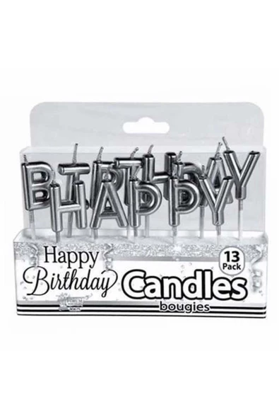 Pazariz Happy Birthday Harf Mum Gümüş ürün görseli 1
