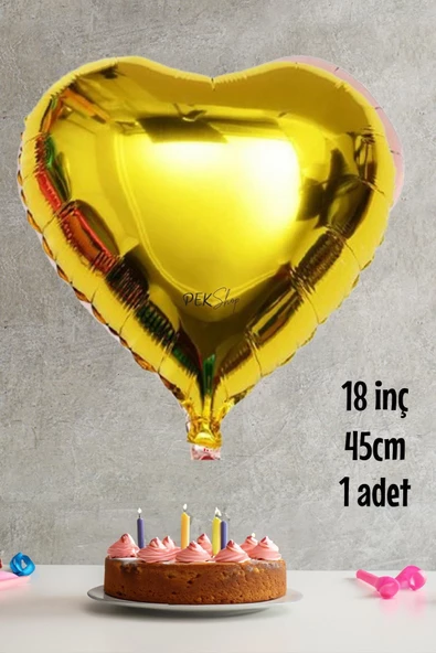 Pazariz Gold Kalp Folyo Balon Parlak Kalp Balon 18" 45cm ürün görseli 1