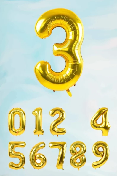 Pazariz Gold Rakam Folyo Balon Büyük Boy Gold Sayı Balonlar 100cm 40inç ürün görseli 1