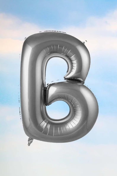 Pazariz B Harfi Gümüş Folyo Balon 100 Cm 40 Inç 1 Metre Silver ürün görseli 1