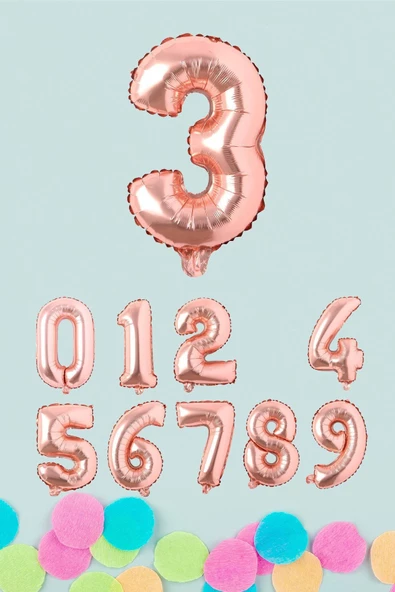 Pazariz Rose Gold Rakam Folyo Balon Rose Gold Sayı Balonlar 16 inç 40 cm ürün görseli 1